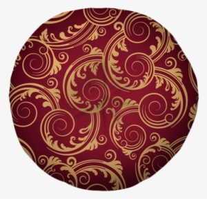 Seamless Red & Gold Swirls Wallpaper Tufted Floor Pillow - Red And Gold Patterned Paper