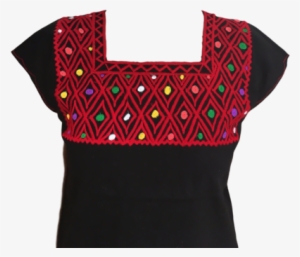 Black Mexican Blouse With Red - Blouse