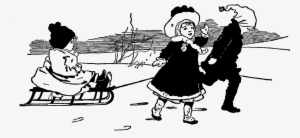 Digital Winter Scene Downloads - Vintage Childrens Sledding Png