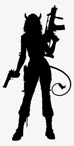 Demon Girl With Gun - Demon Silhouette