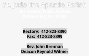 Jude The Apostle Parish 405 Westinghouse Avenue Wilmerding, - Saint Jude The Apostle Parish