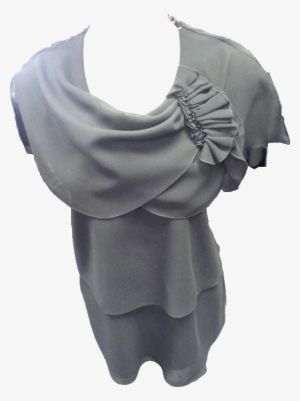 Cape 2-tier Chiffon Black Vest, Pleated Fan With Black - Scarf