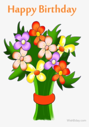 64 Birthday Wishes With Bouquet Vector Transparent - Happy Birthday Flowers Png