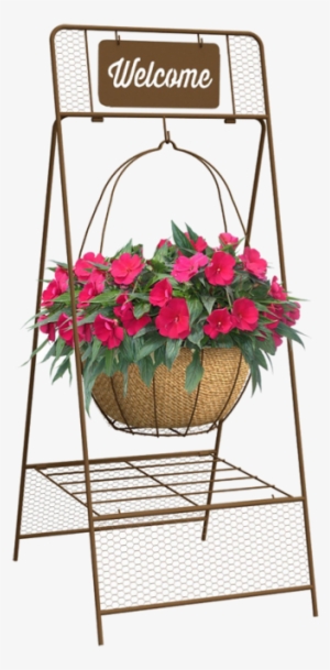 Panacea 40 In. Welcome Hanging Basket & Plant Stand