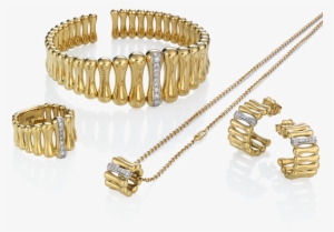 Chimento Bamboo Over Gold Bracelet, Ring, Earrings - Bamboo Chimento