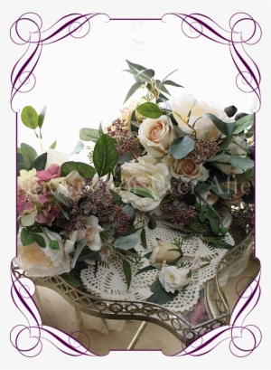 Cascading Bridal Silk Artificial Posy Bouquet - Native Austrlian Boutinnierre