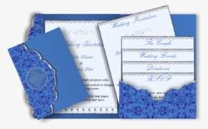 Pocket Style Email Indian Wedding Invitation Card - Blue Wedding Cards Design