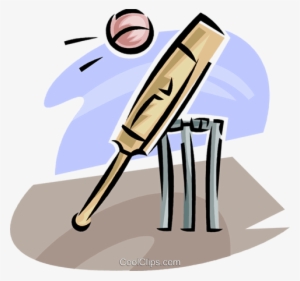 Cricket Bat And Ball Royalty Free Vector Clip Art Illustration - Cricket Bat And Ball