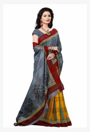 Gray Bhagalpuri Silk Saree - Bhagalpuri Silk