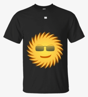 Hoodie, Long Sleeve Sun Sunglasses Smiling Face Yellow - T-shirt