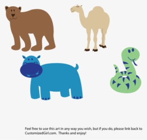 Bear Camel Hippo Snake Clip Art - Animals Noahs Ark Pillow Case