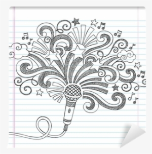 Microphone Music Singer Sketchy Doodles Vector Illustration - Drawing For Music Notebook