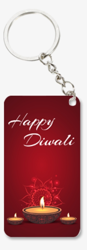 Dark Red Diwali Small Rectangle Key Chain - Red