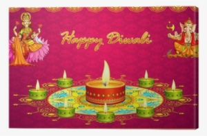 Vector Illustration Of Diwali Greeting With Lakshmi - Vector Graphics
