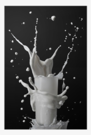 Milk Splash In Glass Isolated On Black Background Poster - Milk