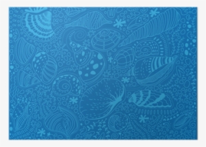 Pattern Light Blue Seashells On A Blue Background Poster - Placemat
