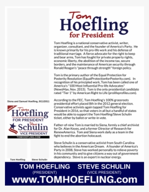 Tom Hoefling For President Flier 1 - Tom Hoefling Us President