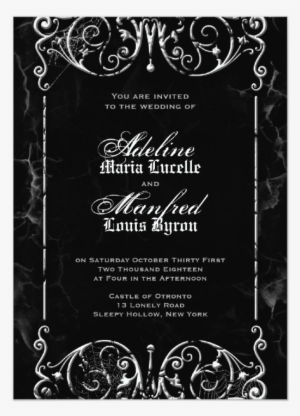 Gothic Victorian Black & White Halloween Wedding Invitation - Red Black Wedding Invitation