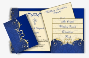 Pocket Style Email Indian Wedding Invitation Card Design - Blue Wedding Invitation Cards Samples
