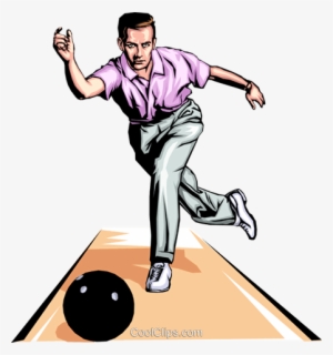 Bowler Throwing Ball Royalty Free Vector Clip Art Illustration - Bowling Clip Art