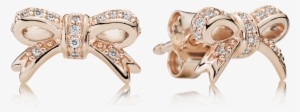 Sparkling Bow Stud Earrings, Pandora Rose™ - Pandora Bow Earrings Rose Gold