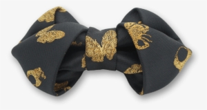 Folding In Dark Gray Gold Bow Tie - Paisley