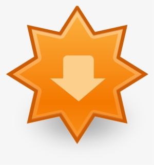 Download, Arrow, Down, Star, Badge, Orange, Icon - Update Icon