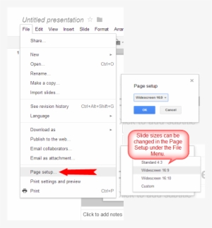 Changes To Slide Size Can Also Be Accessed By Clicking - Google Slides