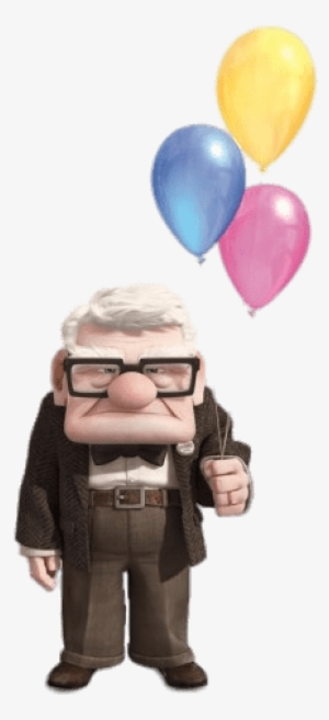 Carl Holding Balloons - Up Old Man Balloons