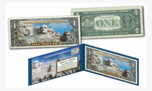 Mount Rushmore National Memorial Official $1 Bill - One Dollar Bill