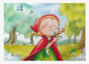 Cappuccetto Rosso Raccoglie Fiori Nel Bosco Poster - Červená Čiapočka
