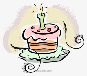 Geburtstagstorte Clipart - Birthday Cake With One Candle