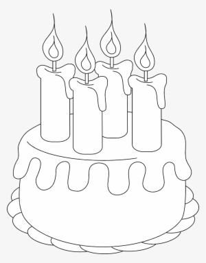 Birthday Cake Clipart Black And White Transparent - Birthday Cake White Png