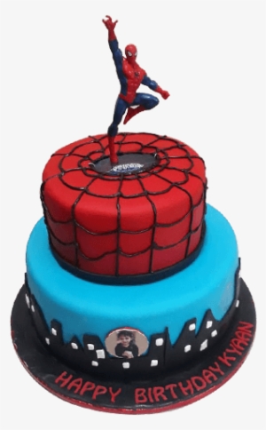 Spiderman Birthday Cake Made With Fondant - Spiderman Cake Png