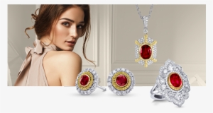 Ruby Jewelry - Ruby And Fancy Intense Yellow Diamond Halo Earrings