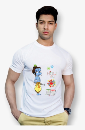 Effit Bal Krishna White Holi Mega Print T-shirt - Holi T Shirt Print