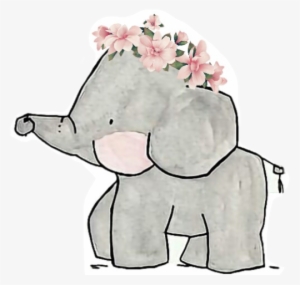 Png Freeuse Download Cute Drawing Flowers Floral Remixit - Cute Elephant Family Drawing