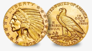 The Very First Gold Coins To Be Struck In America - 1908 Incuse Indian Head $5