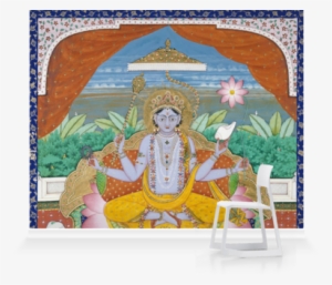 Murals Of Vishnu On A Lotus Petal Throne By Ashmolean - Web Source