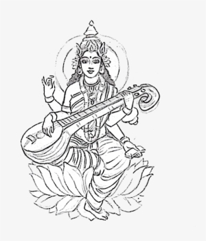 The Goddess, Saraswati - Simple Drawing Of Saraswati Mata