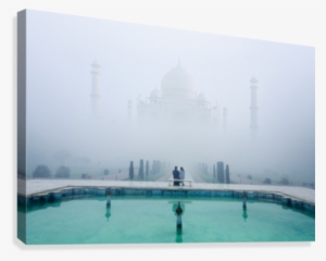 Misty Taj Mahal Canvas Print - Sehenswürdigkeiten & Wahrzeichen Leinwand Misty