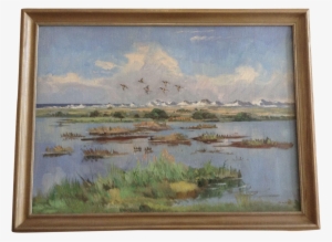 Corell, Flight Of Waterfowl, Landscape Oil Painting - Corell Oil Paintings