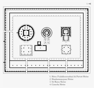 Layout Of Sanctum Sanctorums In Vadakkumnatha Temple - Vadakkunnathan Temple Thrissur Plan