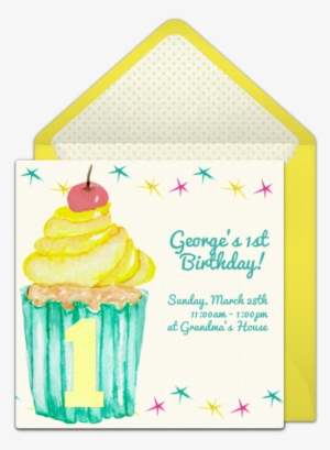 A Free 1st Birthday Party Invitation Featuring A Cute, - Birthday