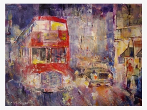 Red Bus In London England At Night - London Bus Art