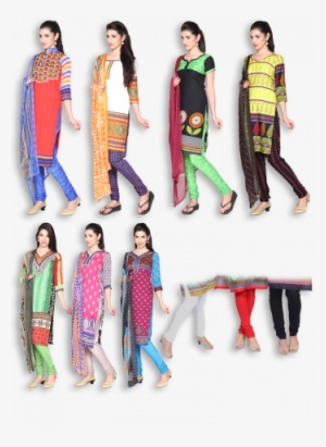 Silver 7 Unstitched Chudidhar Material With Set Of - Leggings