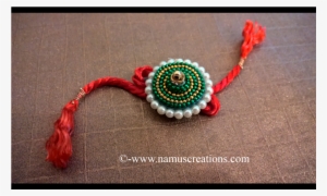 Green Ball Chain With Moti Combination Rakhi - Ball Chain