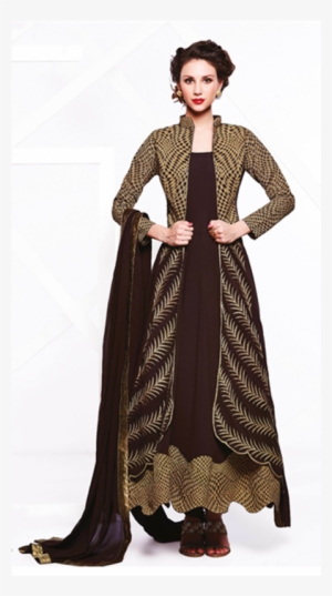Pure Faux Georgette In Black Long Anarkali Dress Panache - Anarkali Salwar Suit
