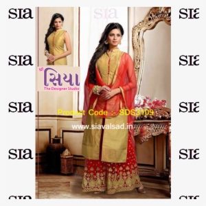 pakistani style gold and red plazo suit - silk