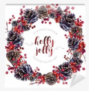Watercolor Wreath Made Of Pine Cones And Berries - Joy Upon Joy: An Advent Devotional [book]